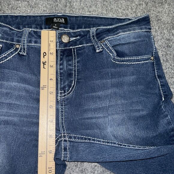 a.n.a. Jeans Womens Size 8 Blue Denim Embroidery Rhinestone Bootcut - Picture 6 of 11
